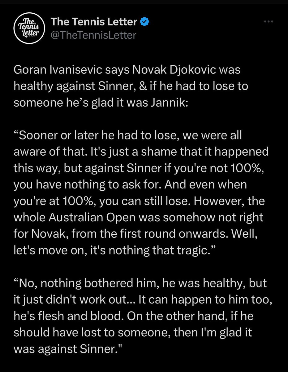 I guess Goran doesn't watch tennis.