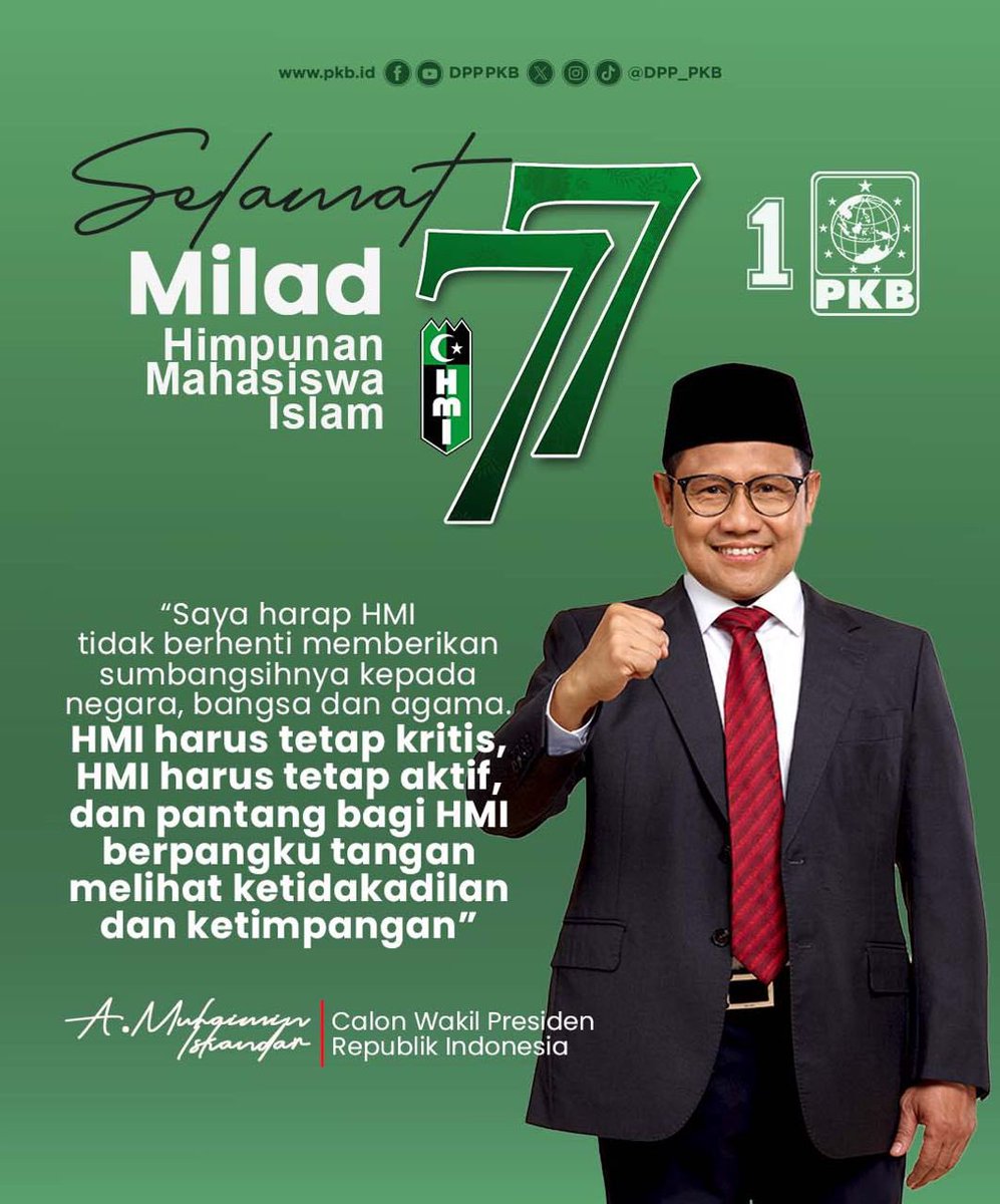 DPP_PKB's tweet photo. Selamat Harlah HMI yang ke-77.

Semoga HMI bisa tetap aktif dan kritis dalam mengawal demokrasi Indonesia ☝🏻

#AMINAjaDulu
#PilihAMINPilihPKB https://t.co/3Cs51WmNnv