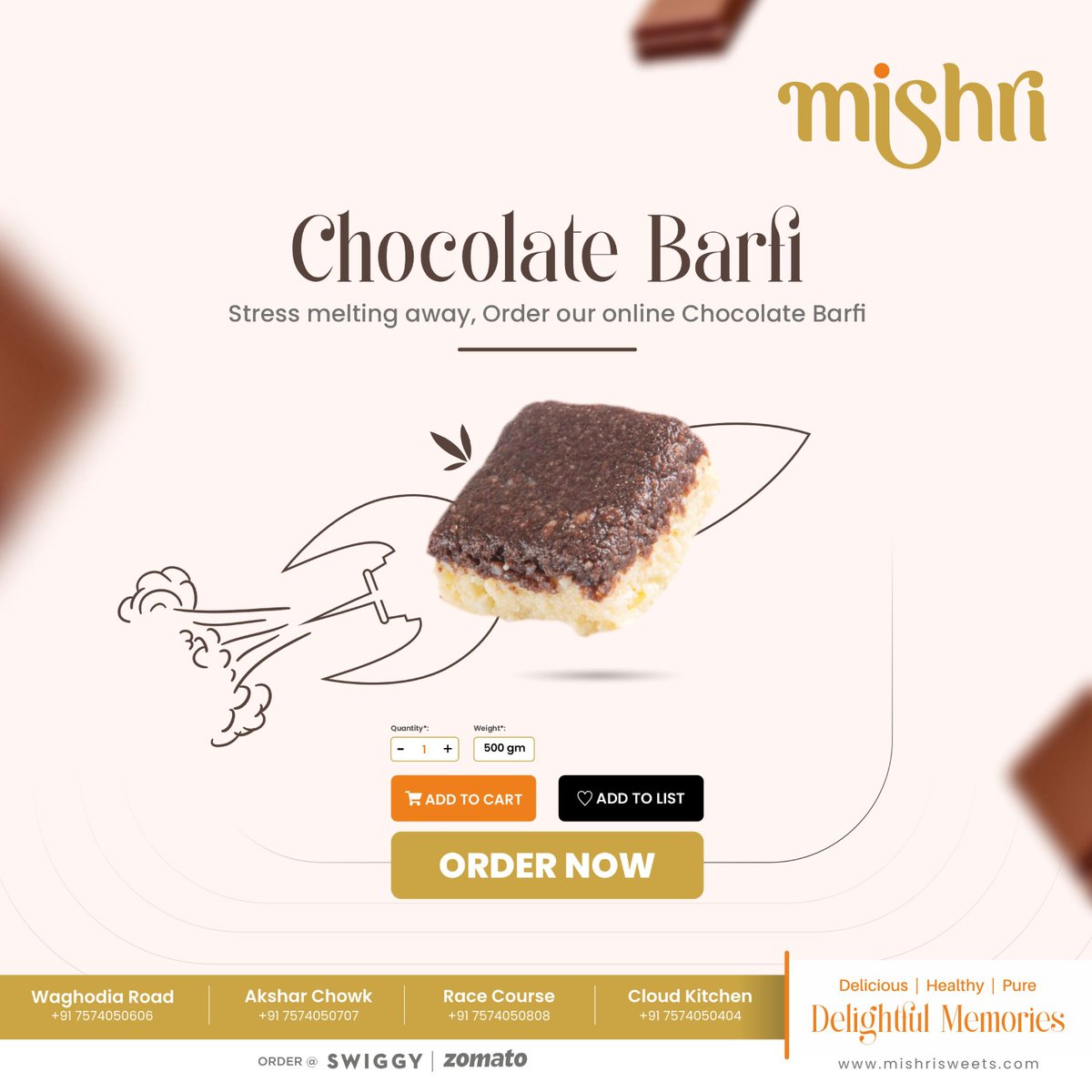 MishriSweets's tweet photo. 📍 11, Satyanarayan Industrial Estate, Nr. Gorwa BIDC, Gorwa, Vadodara, Gujarat - 390016.
📍 Taksh Galaxy Mall, Ajwa, Waghodia Rd, Near L & T Knowledge City, Madhavpura, Vadodara - 390019.
#chocolatebarfi #chocolatesweets #indiansweets😋 #mishrisweets #vadodaracity https://t.co/IVyuSSCl61