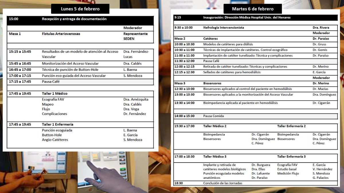 En unos minutos comenzamos con la IX jornadas de Técnicas Aplicadas en Hemodiálisis por #Nefrología 🏥 ⏱️ Desde las 15:00 hasta las 19:45 🗓️ Y mañana desde las 9:15 a las 18:30 📍 En el Hospital Universitario del Henares #SOMANE