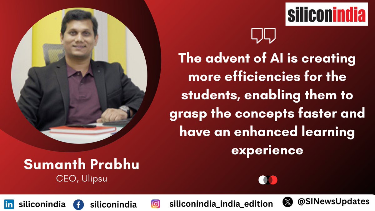 SINewsUpdates's tweet photo. Tech-led New Assessment Methodologies Driving the Education Sector in India

Read more: https://t.co/JTgOmzeKKI

Sumanth Prabhu, CEO, @WeareUlipsu

#EducationSector #EdTechsector #GenerativeAI #educationalinstitutions #techadvancements #educationindustry #ERPsystems https://t.co/zvOKDapBDA