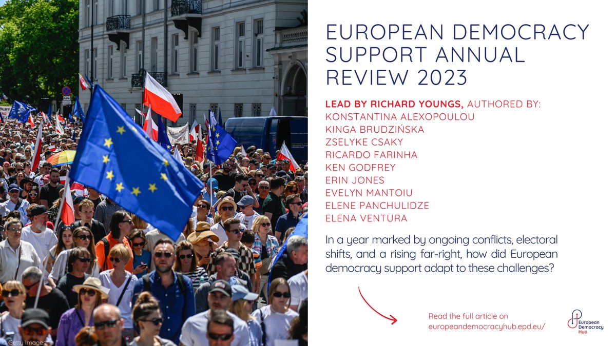 📖| The #EuropeanDemocracyHub Annual Review 2023 is out now. In a year marked by ongoing conflicts, electoral shifts, and a rising far-right, how did European democracy support adapt to these challenges? 🌍 Read the year in review out today ➡️ bit.ly/Annual-Review-…