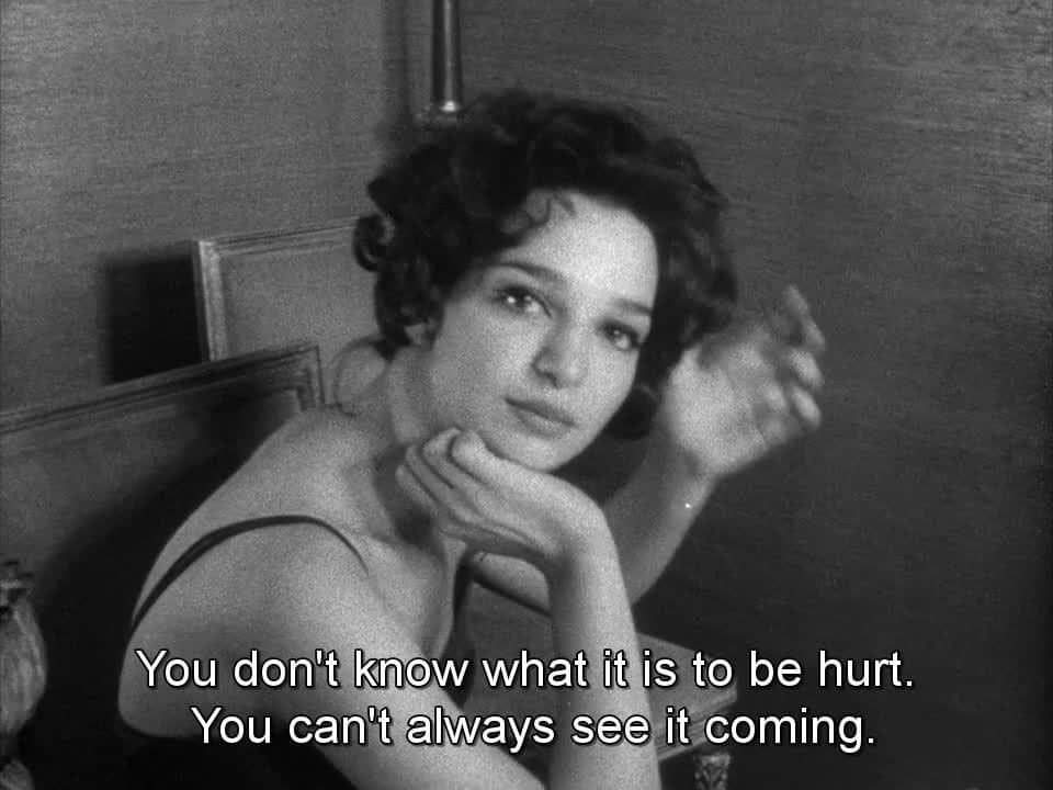 You don't know what it is to be hurt.
You can't always see it coming.

📽️Shadows (1958) / 
Director: John Cassavetes