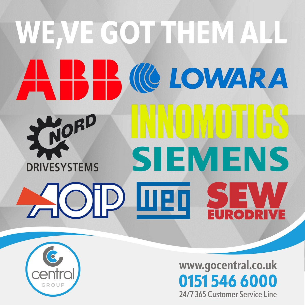 GoCentralGroup's tweet photo. We’ve got all the leading brands under one roof.
Talk to our experts about your requirements. Call us on 0151 546 6000 or drop us a line info@gocentral.co.ukor visit our website https://t.co/DmZpernm2C
#ABB #Lowara #norddrivesystems #innomotics #siemens #aoip #weg https://t.co/UueMS5qTHf