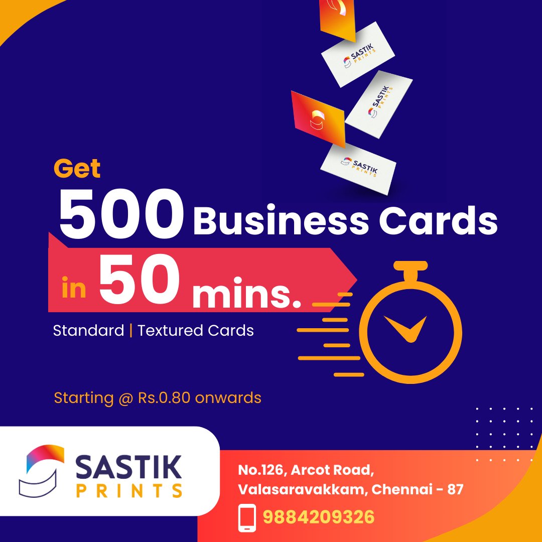 Sastikprints's tweet photo. Business Card Designing &amp; Printing at your fingertip. #SastikPrints ORDER NOW📱9884209326  #cards #carddesign #printing #businesscard #digitalprint #visitingcard #valasaravakkam #alwarthirunagar #ramapuram #Alappalapakkam #maduravoyal #porur #Chennai #printer #print #prints https://t.co/BfobvSLVsu