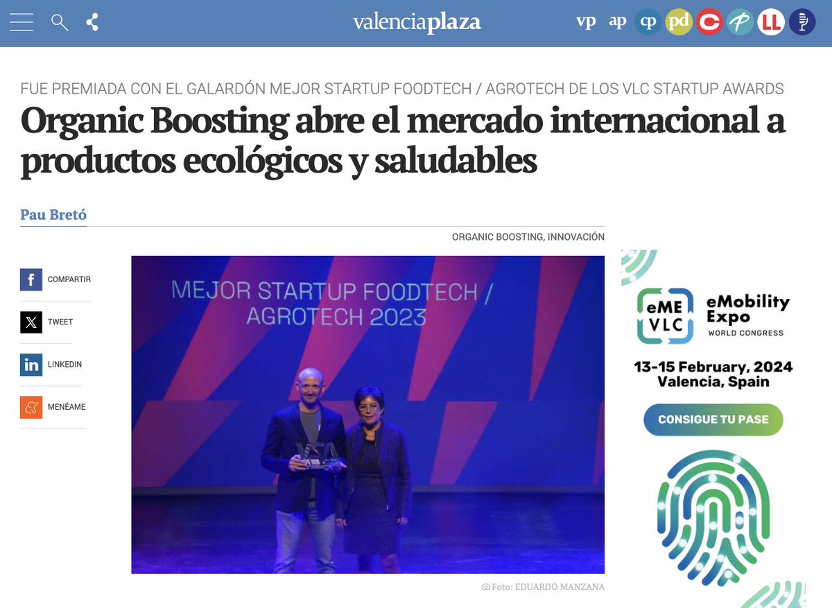 Col·lab (@lasnavescollab) on Twitter photo 🗞️ #Collabers | #OrganicBoosting <a href="/valenciaplaza/">Valencia Plaza</a>
La plataforma que facilita la exportación de productos ecológicos y saludables, y🌱 reduce la contaminación con🛒 entrega directa a comercios
🏆 Mejor Startup #Foodtech/#Agrotech #VLCStartupAwards
👇
valenciaplaza.com/organic-boosti… 🗞️ #Collabers | #OrganicBoosting <a href="/valenciaplaza/">Valencia Plaza</a>
La plataforma que facilita la exportación de productos ecológicos y saludables, y🌱 reduce la contaminación con🛒 entrega directa a comercios
🏆 Mejor Startup #Foodtech/#Agrotech #VLCStartupAwards
👇
valenciaplaza.com/organic-boosti…