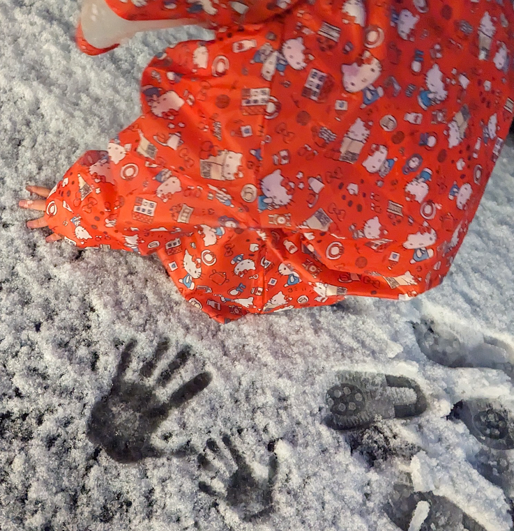 「明日は自由登園とのお知らせが!バス送迎なしの午前保育\(^o^)/雪遊び…します」|もっさん＠3ｙのイラスト