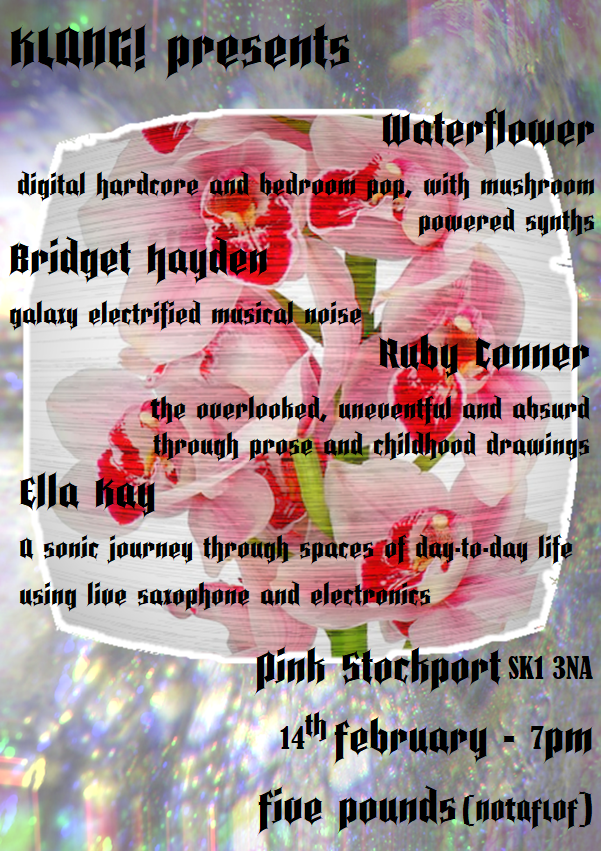 Less than 2 weeks until our 1st show at PINK, Stockport on 14.02.! First on the lineup, we're excited to have electroacoustic composer, sound artist and saxophonist @ellakaysound from Manchester, @Novars_Research graduate & 2022 @oram_awards winner. #Stockport #ManchesterMusic