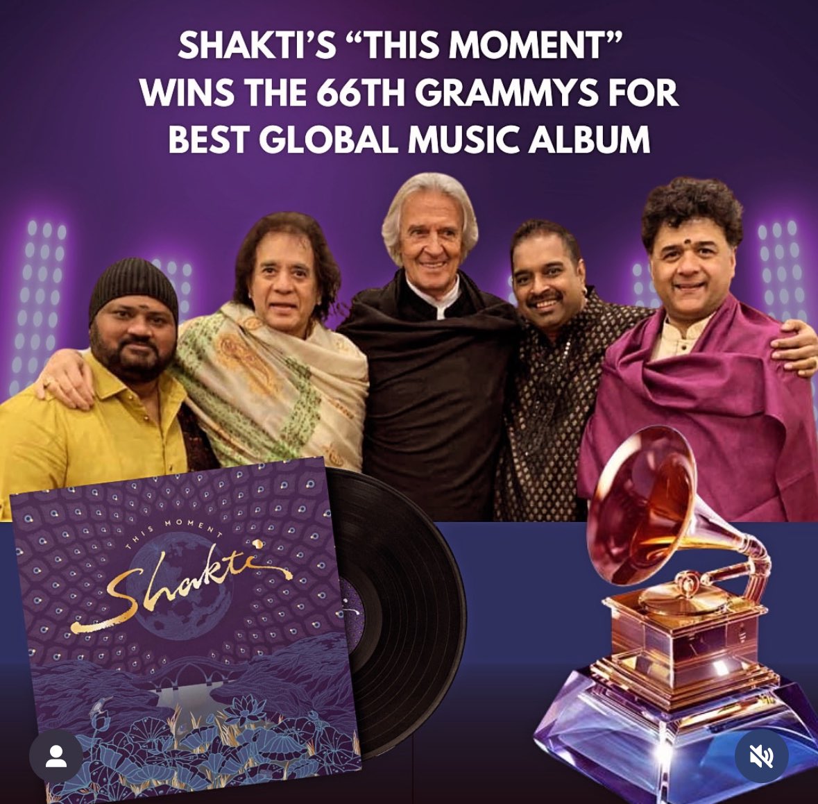 Thrilled to have won the Grammy #Shakti