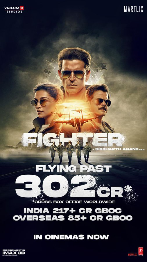 Hrithik Roshan's Fighter takes off in Weekend 2 like no other film in over a decade. 💥✈️

#HrithikRoshan #DeepikaPadukone #AnilKapoor #SiddharthAnand #KaranSinghGrover #SanjeedaSheikh & entire cast of #Fighter deserves the appreciation 👏

The number 3⃣0⃣2⃣ crore is HUGE as the