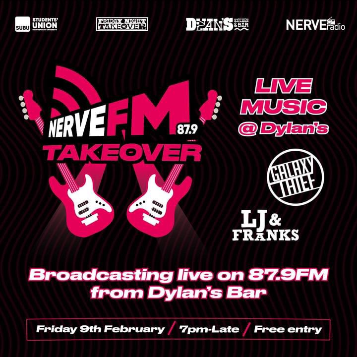 GalaxyThiefBand's tweet photo. We’ll be doing a special live set to be broadcast on the @NerveRadio TAKEOVER at @DylansSubu @bournemouthuni this Friday 9th Feb (7pm-Late) and YOU 🫵🏼 can come and watch us do it! Get on over to the Talbot Campus for an unforgettable Friday night on live radio! https://t.co/g4C2B4VOho