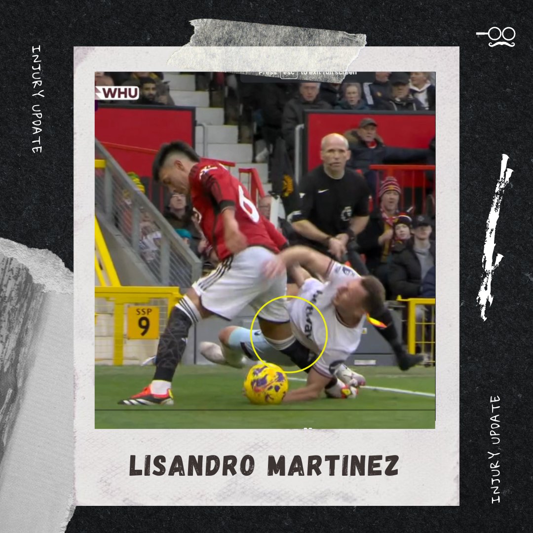 Lisandro Martinez went off injured after a direct blow to the right knee. Contact mechanism causing the knee to collapse in, brings concern for an MCL injury. ACL can be strained but hopefully is avoided.

If MCL:
Gr 1: 1-2wks
Gr 2: 3-6wks
Gr 3: 6-8wks

#MUNWHU #MUFC #ManUnited