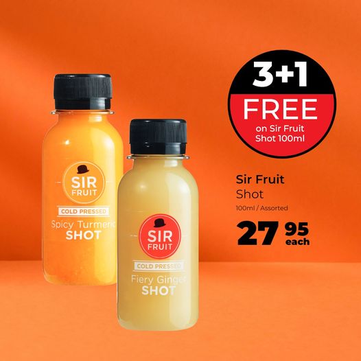 TableviewCentre's tweet photo. Get your fruity, cold-pressed kick from Sir Fruit in the form of their power-packed shots. Get 3 + 1 FREE at Dis-Chem https://t.co/yaGBfCZ2iY
