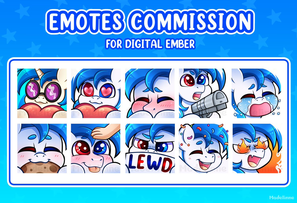Emotes commission for <a href="/EmberThePegasus/">They/Thember</a> 💙

Thank you so much for your support, I enjoyed working on the emotes for you very much!~ >ᴗ<