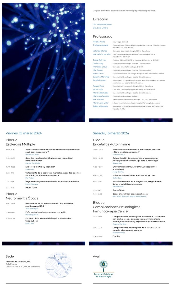 🔉 We are happy to announce our second edition of the Neuroimmunology Course at <a href="/hospitalclinic/">Hospital Clínic</a> :