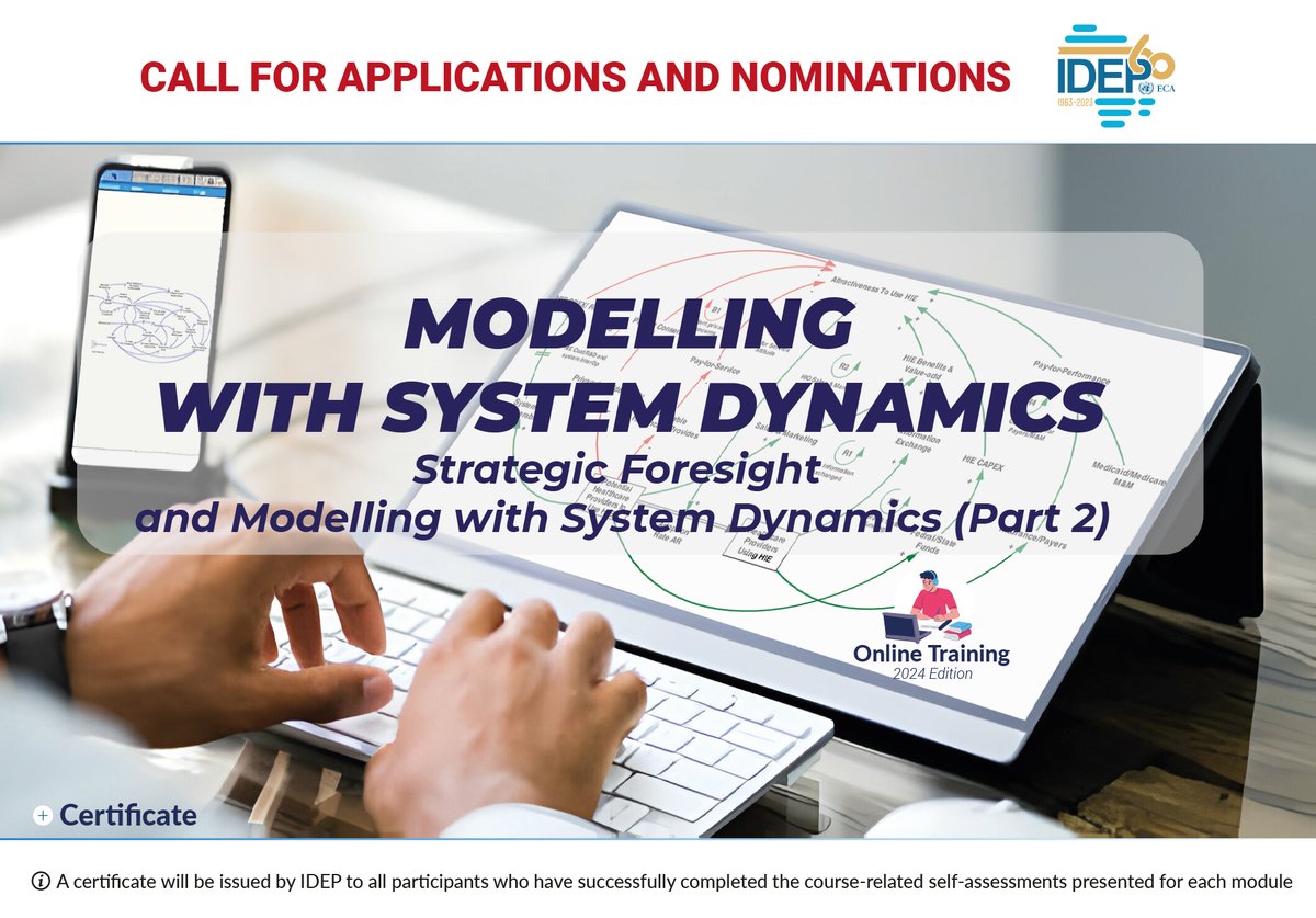 IDEPOfficial's tweet photo. 📣#CallForApplications

Modelling with system dynamics: Strategic foresight and modelling with system dynamics (Part 2)

🗓️3⃣weeks: 2⃣6⃣th February-1⃣5⃣th March
🗣️French &amp; English
💸Free
Register now👉🏿 https://t.co/lRXG8UnmMa
🔚Application Deadline: 2⃣2⃣nd February

#IDEPCourses https://t.co/mZR9sIHJEz