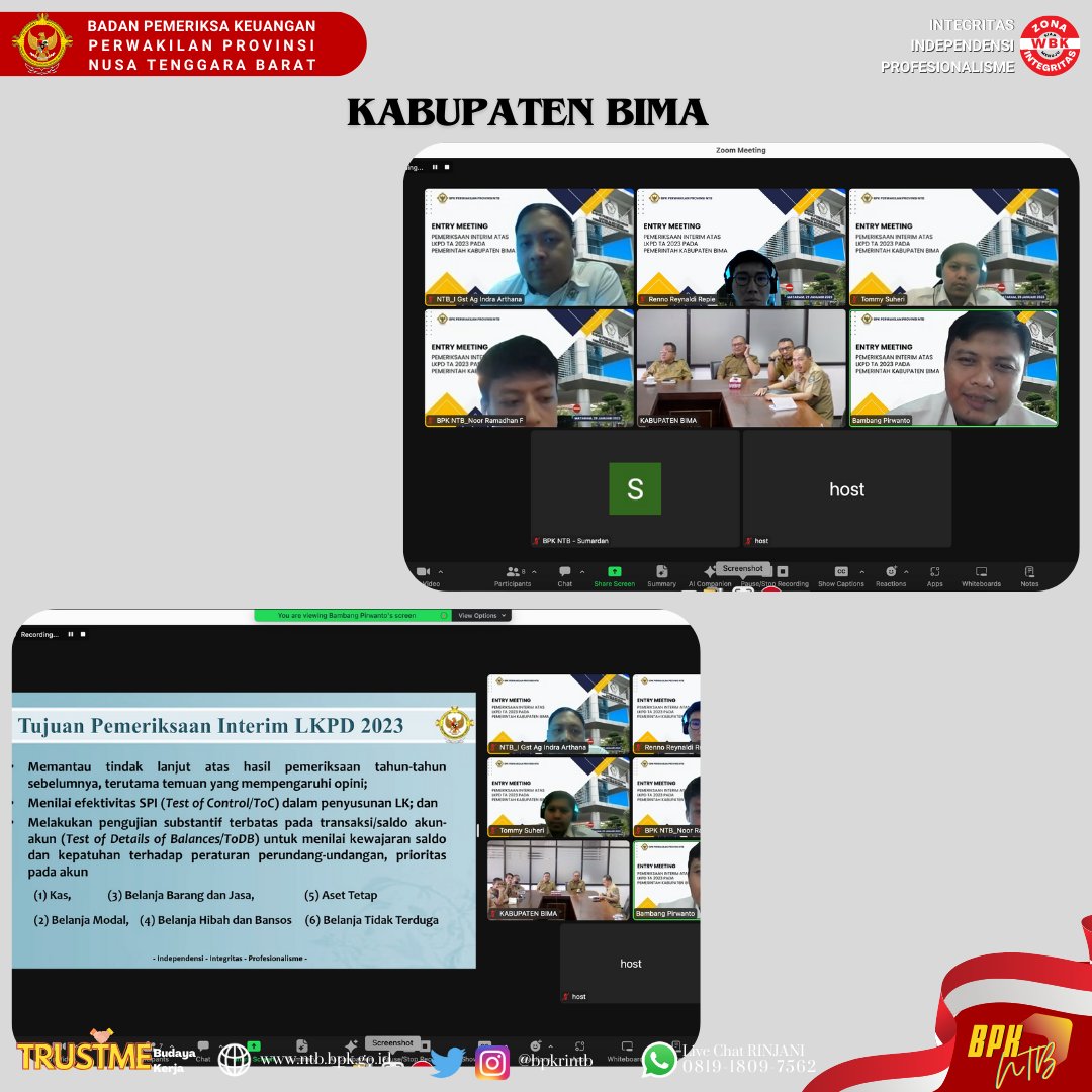 bpkrintb's tweet photo. Dalam sambutannya, Kepala BPK NTB menyampaikan “Selanjutnya kami juga akan selalu mengingatkan bahwa semua pemeriksaan yang telah dilaksanakan BPK akan lebih bermanfaat/berguna apabila diikuti dengan tindak lanjut sebagaimana yang disarankan oleh BPK”.

#bpkri #bpkrintb #trustme https://t.co/Fcice4PDWJ