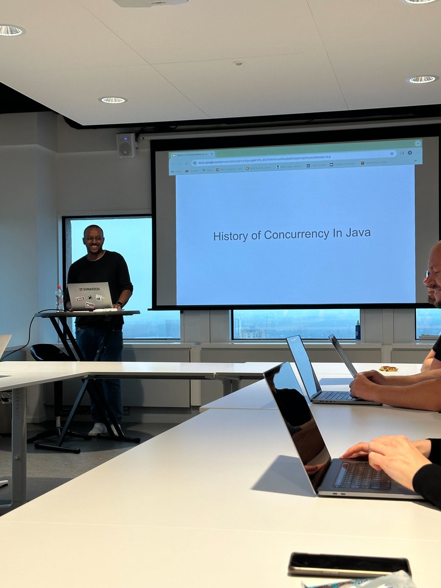 LunatechLabs's tweet photo. Thanks to Natan Tesfaye for the great talk about the concurrency history in Java! It is always important to look at the past and watch the way new features were introduced. It helps to have a better understanding of language and its tools in general #Lunatech #Rotterdam #Java https://t.co/kqQTIiyEYo