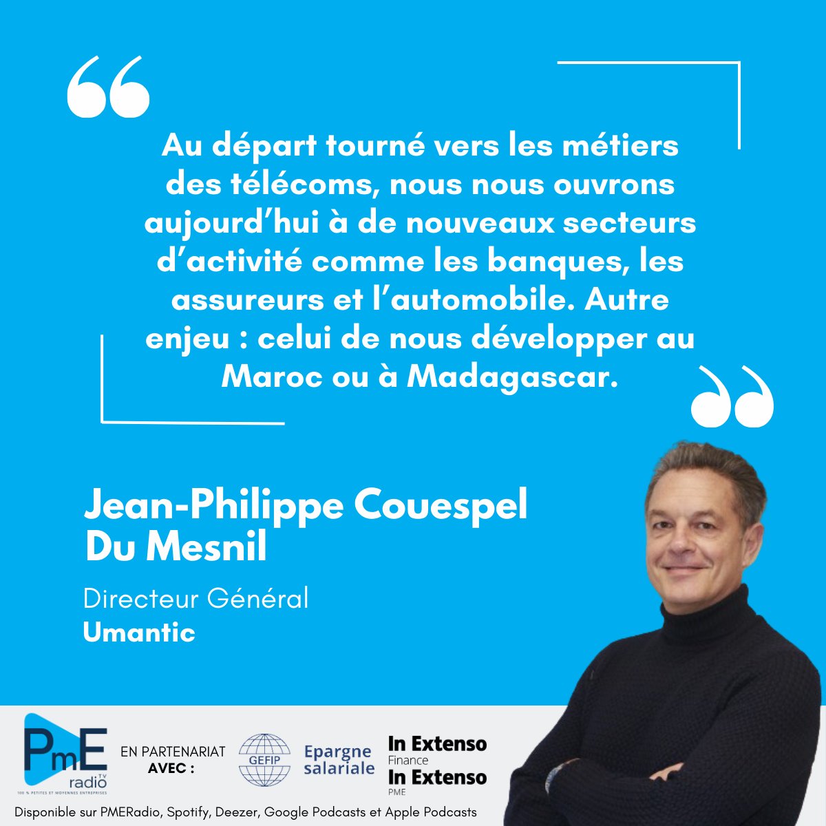 NTERVIEW] 🎙️
🔊Ecoutez sur : lnkd.in/ehvQ5vCF
Pauline Riglet interviewe Jean-Philippe Couëspel du Mesnil, Directeur Général d'Umantic Technologies, qui nous livre son #expérience sur <a href="/pmeradio_tv/">PMERadio_tv</a>
🤝En partenariat avec #GEFIP et <a href="/InExtensoFT/">In Extenso Finance</a>
 btobradio.tv