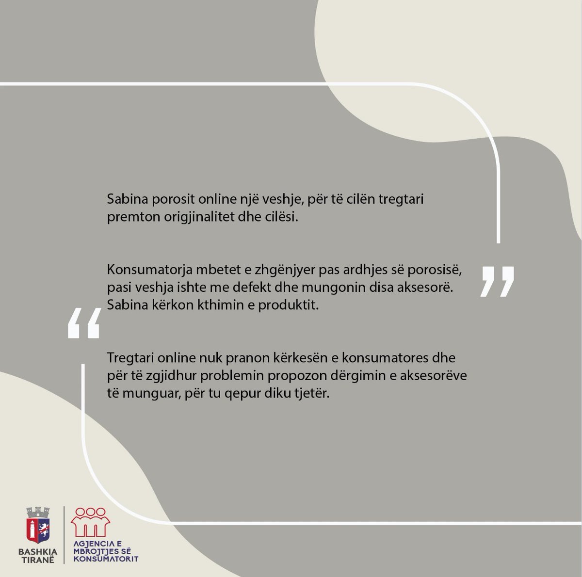 AMKTirane's tweet photo. Kujdesi me blerjet online duhet të jetë i dyfishtë 🤳🛍 Gjithmonë shihni me vëmendje produktin, kërkoni informacione për të &amp; njihuni me politikat e kthimit ℹ️
Sabina u ndje e zhgënjyer, por gjeti shpejt zgjidhje nga zyra jonë ZAM 🤝

#alokonsumator #AMK
#blimezgjuarsi #ZAM https://t.co/ADHDrFciUR