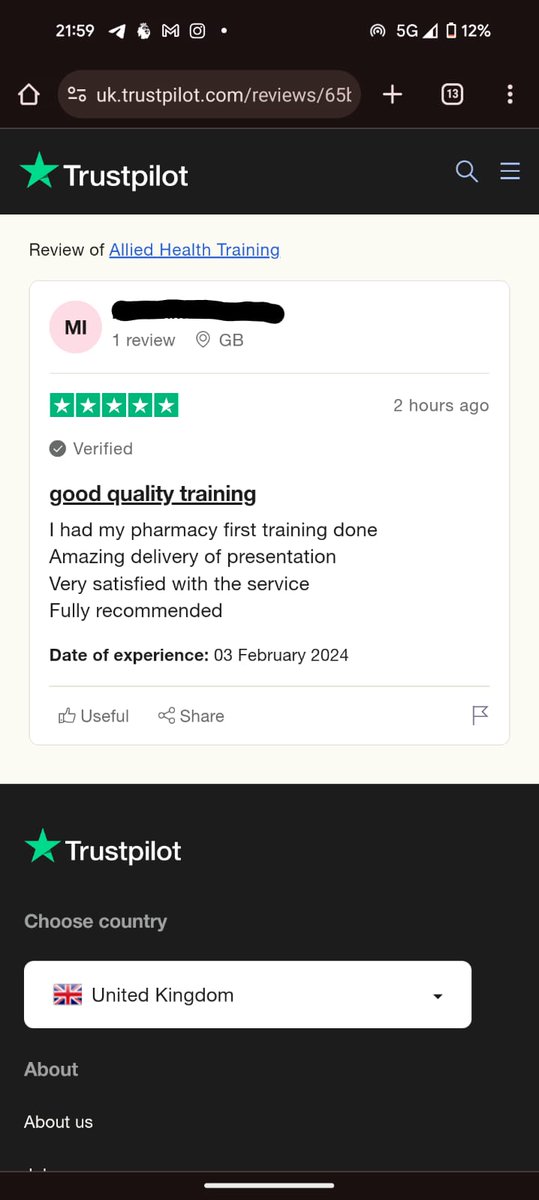 AHTraining1's tweet image. Brilliant feedback from one of our delegates attending Pharmacy First training. If you are looking for training please book on ahtraining.co.uk/product/pharma… or contact us directly for group bookings.