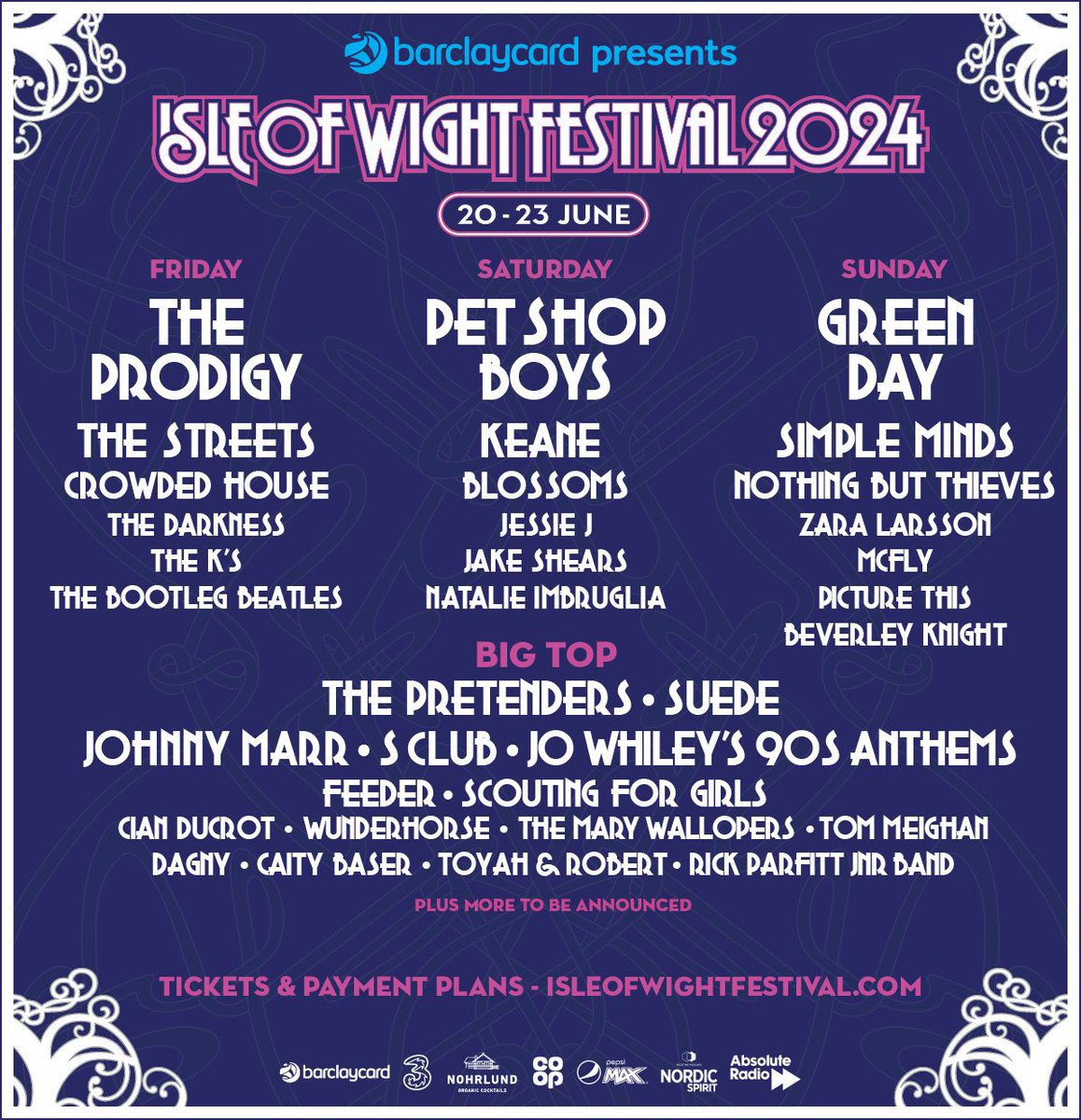 TheFestivalMill's tweet photo. Isle of Wight 2024 just got bigger! 🎪

The Pretenders, Jessie J, Johnny Marr, SClub and lots more added

#iowfest https://t.co/xBh0gXARjX