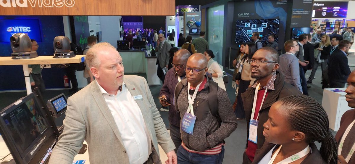 BCC_UG's tweet photo. The team, led by the directors Denis Turyamuhabwa @denistu5 & George Waigumbulizi also visited @TelevicConf booth and got a great demo by Didier Rosez and Soufiane Habri #ISE2024 #ISEShow #Audiovisual #IntegratedSystems #Tech #LetsTechyouAhead https://t.co/u0qhLBKV0r