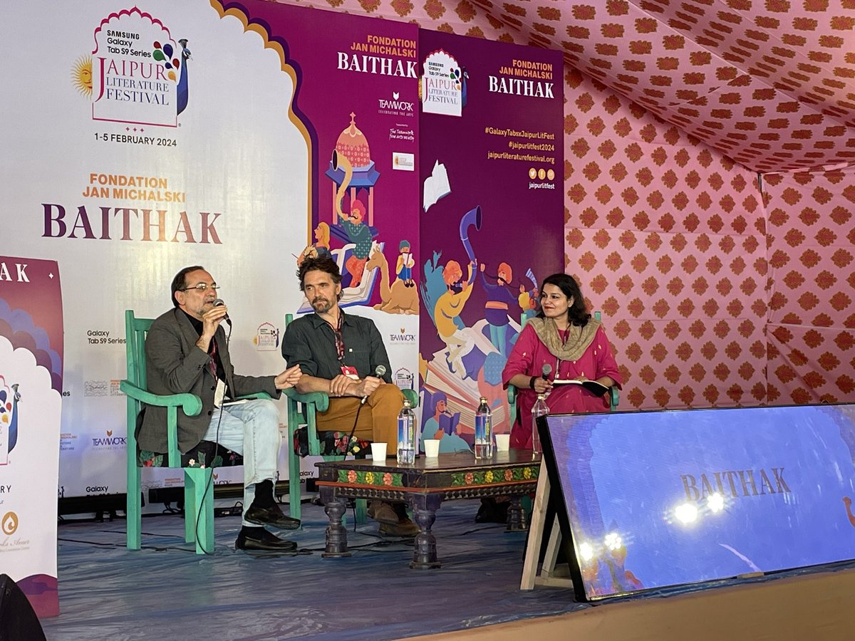 In conversation with @swatichopra1, @jimmallinson and #OscarPujol discuss their fascination with and commitment to the Sanskrit language and the treasures of wisdom and knowledge that it contains.

@jaipurlitfest
 #jaipurliteraturefestival #jaipurliteraturefestival2024