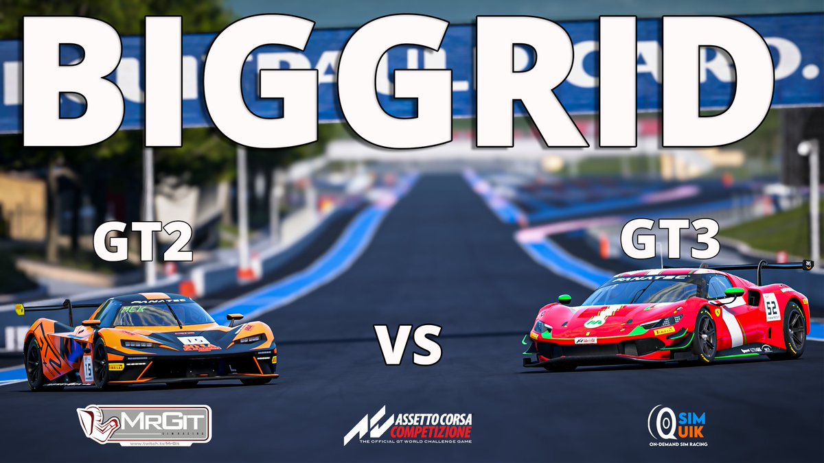_mrgit's tweet photo. My British GT2 series has been postponed for the moment, but to keep everyone busy I'm bringing the BigGrids back. 

A 90 min race with the GT2 and GT3 cars at Paul Ricard from the person who brought BigGrids to ACC...sign up below! 👌

#beACC #simracing

https://t.co/tP3eoixVH4 https://t.co/7ev7Wa57en