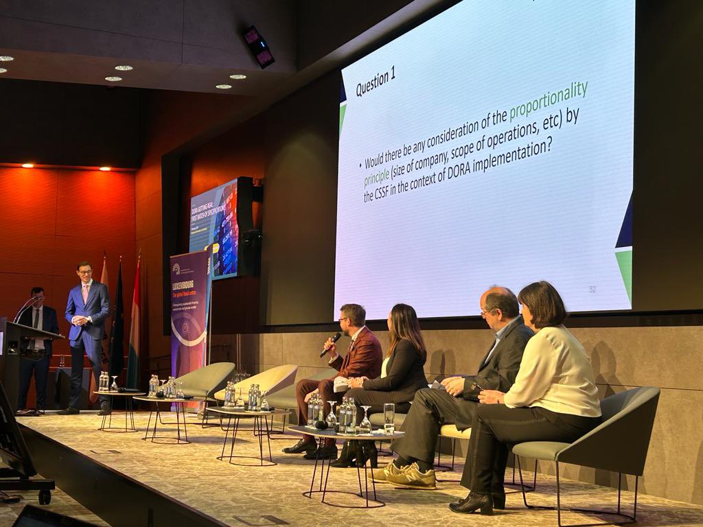 The final session of #ALFI @ABBLbanking #DORA-related event is a Q&A session with #CSSF representatives. Thank you
Constant Backes, Cristina Spinelli and Marc Kaplan. Equally, thanks Gildas Blanchard (ALFI) and André Martovoy (ABBL) for animating the session.
#ICT #EUregulation