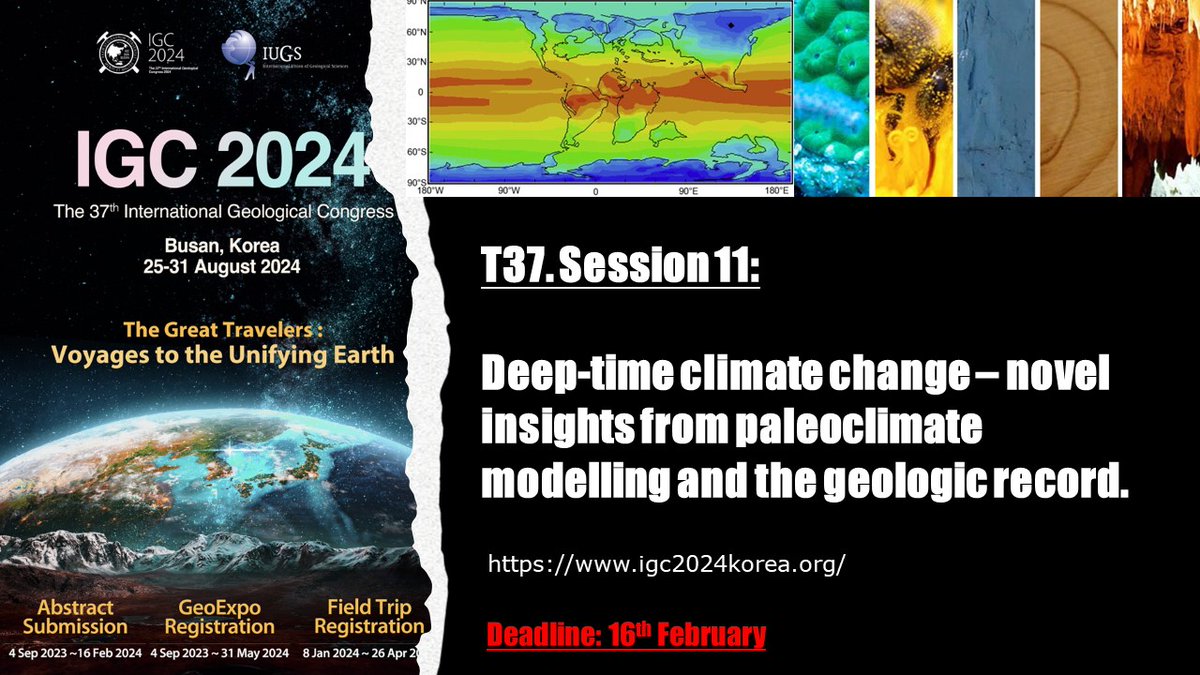 The 37th International Geological Congress is fast approaching. Submission deadline 16th Feb! 
Do you have some cool paleoclimate model simulations and proxy data to show the world? Please consider joining our session 👇
igc2024korea.org
Pls RT!🚨