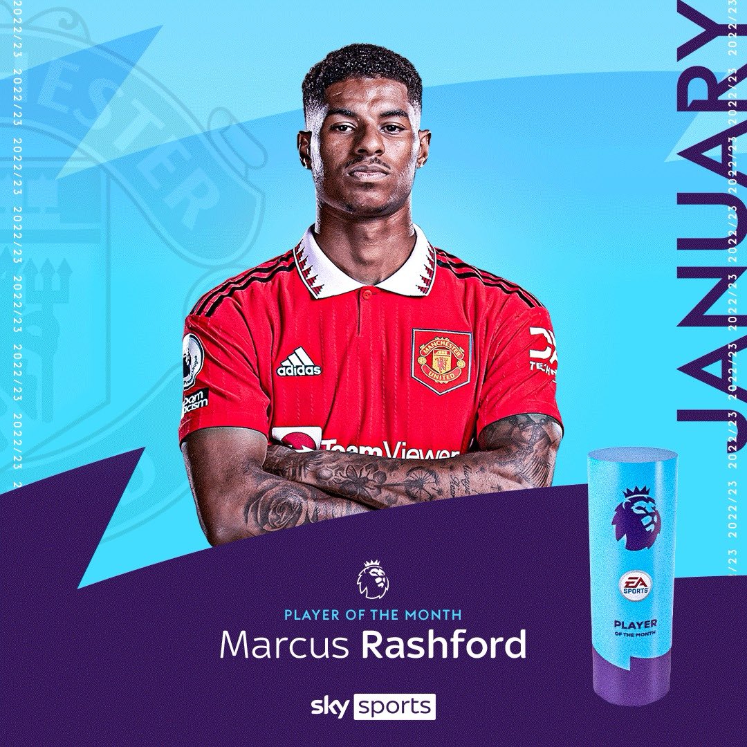 SlowSportsNews's tweet photo. BREAKING: Marcus Rashford is the Barclays Premier League player of the month for January 🏆🔴 https://t.co/A0Jf242dDq