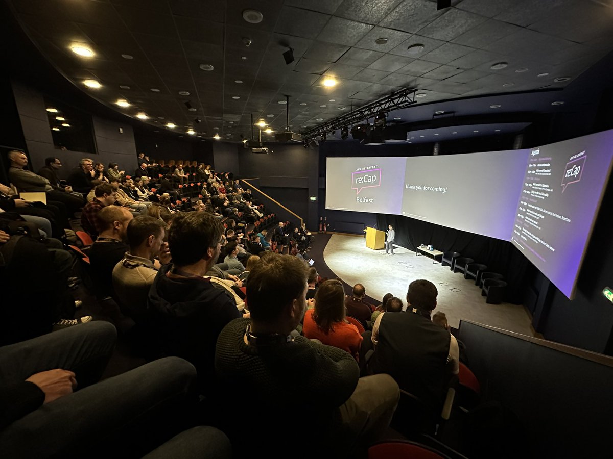 Full house at the re:Invent recap with @AWSUserGroups and the Belfast community. Is this the biggest recap event in Ireland?? 😄 They have all been super and looking forward to the panel I’m on later today with @othergill, @virtualgill, Robert Conn & @IAM_dbro