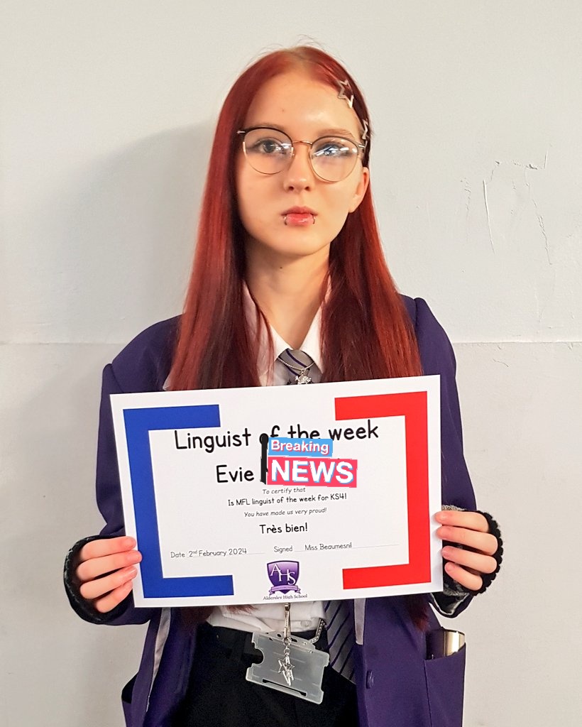 A round of applause for our talented 'Linguists of the week',  Grace, Erin, Holly and Evie! 👏🏻 You are amazing and have impressed your teachers.  Buen trabajo! Très bien! 🇪🇸🇫🇷💪🏻 <a href="/AldersleyHighSc/">AldersleyHighSchool</a> <a href="/MrArcherAHS/">Mr Archer</a> <a href="/AldersleyTeam8/">AldersleyTeam8</a>