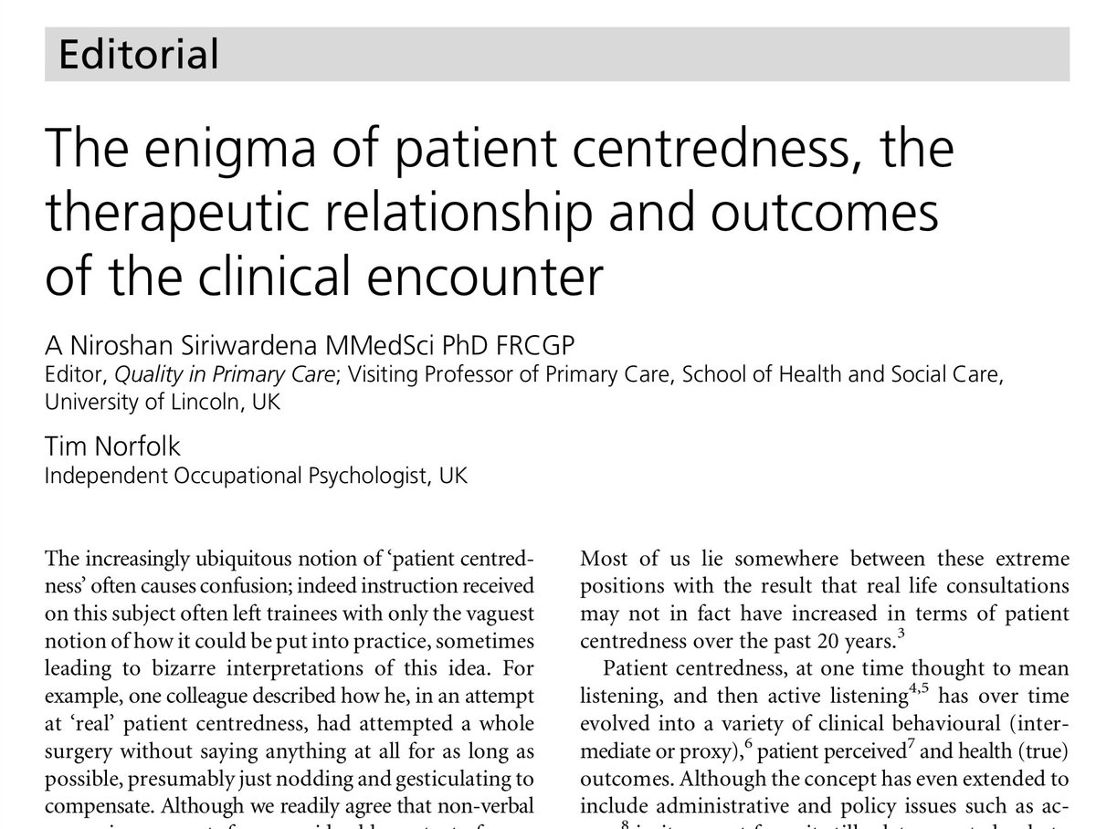 Retlouping's tweet image. The enigma of patient centredness, the therapeutic relationship and outcomes of the clinical encounter d1wqtxts1xzle7.cloudfront.net/7277572/siriwa…
