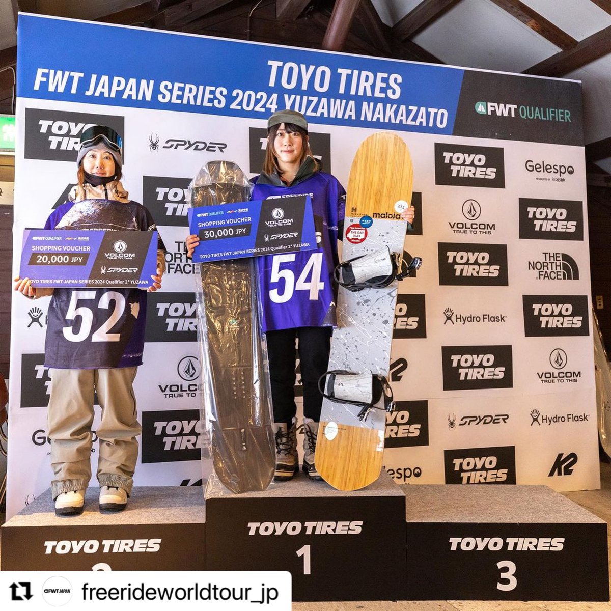 yuzawa_nakazato's tweet photo. TOYO TIRES FWT YUZAWANAKAZATO Qualifier 2* 2024
初開催、ギャラリー目前の大会斜面を制したライダー達

Congratulations 🎊 

#FWT24
#HomeofFreeride
#toyotires
#thenorthface
#HydroFlask
#dropin #yuzawanakazato https://t.co/tDaFXAO0Xx