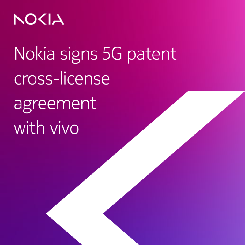 nokia's tweet photo. Nokia has signed a multi-year patent cross-license agreement with vivo.

Read more: https://t.co/fCDiR76WQS