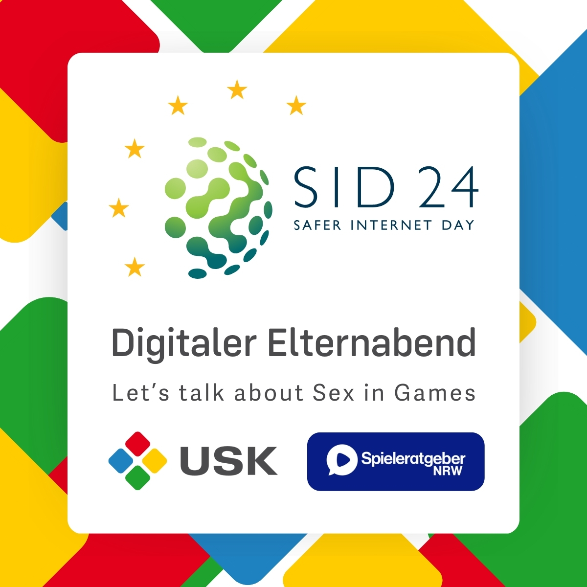 USK (@usk_de) on Twitter photo USK & <a href="/Spieleratgeber/">Spieleratgeber</a> laden am 6. Februar zum digitalen Elternabend ein. Im Rahmen des #SaferInternetDay geben wir medienpädagogische Tipps zum Umgang mit #Games und beantworten Fragen zu unserer Spruchpraxis.
Zur Pressemitteilung: usk.de/usk-pressemitt…
#SID #SID24 #twlz USK & <a href="/Spieleratgeber/">Spieleratgeber</a> laden am 6. Februar zum digitalen Elternabend ein. Im Rahmen des #SaferInternetDay geben wir medienpädagogische Tipps zum Umgang mit #Games und beantworten Fragen zu unserer Spruchpraxis.
Zur Pressemitteilung: usk.de/usk-pressemitt…
#SID #SID24 #twlz