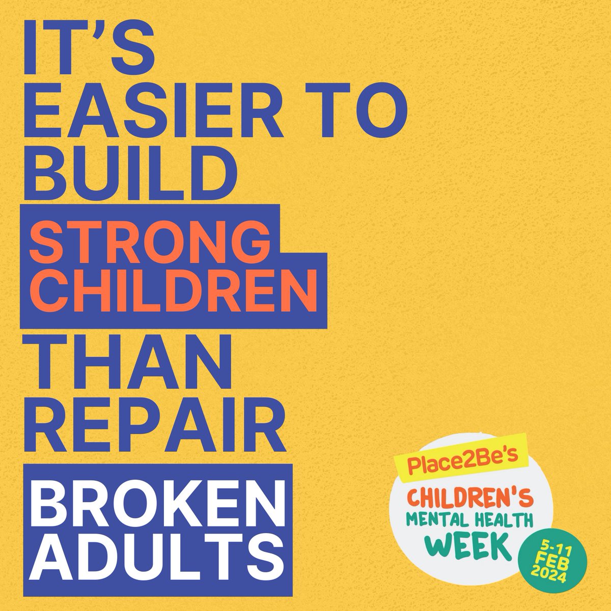 SamBreakthrough's tweet photo. It's #ChildrensMentalHealthWeek Issues we face as adults such as anxiety and depression often stem from childhood - About 50% of adult mental health issues emerge before the age of 14. https://t.co/7me75cQKFu