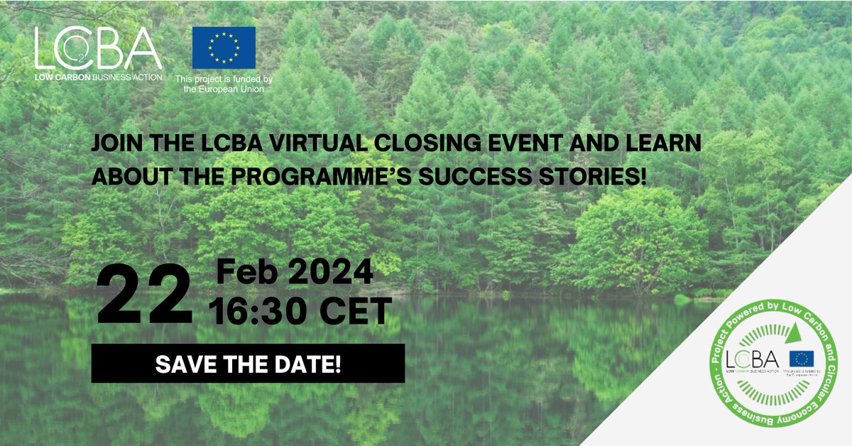 Save the date!

Join us for our closing event on 22 February 2024, from 16:30 to 17:30 CET. 

The event will showcase achievements and success stories across 6 markets.

Register here:  l1nq.com/6V6FC

#Sustainability #CircularEconomy #EUTechnologies #lowcarbonservices