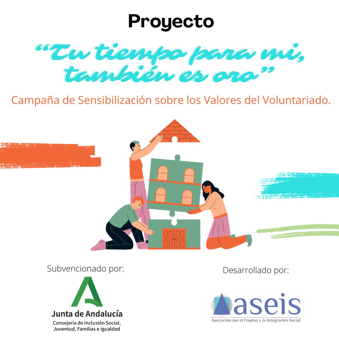 ASEISasociacion's tweet photo. Proyecto "Tu tiempo para mí, también es oro" subvencionado por la Consejería de Inclusión Social , Juventud, Familias e igualdad de la @AndaluciaJunta , cuyo objetivo es sensibilizar a la sociedad jiennense sobre los valores del voluntariado. #Jaén https://t.co/zX1JhMLCEU