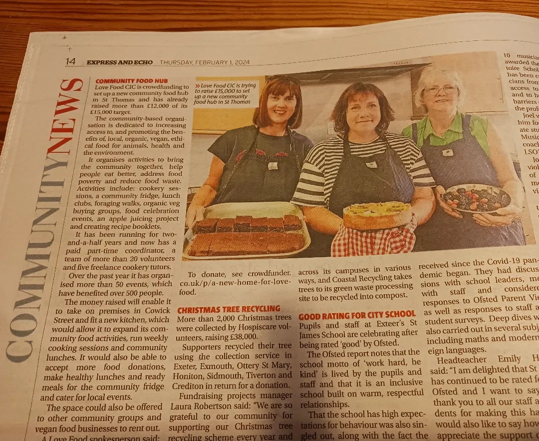 Thanks to the Express and Echo for featuring our @crowdfunderuk in their community news! We only have two weeks left to reach our target. So if you're thinking of donating, don't leave it too late! crowdfunder.co.uk/p/a-new-home-f… 
#supportyourcommunity #communityfoodhub