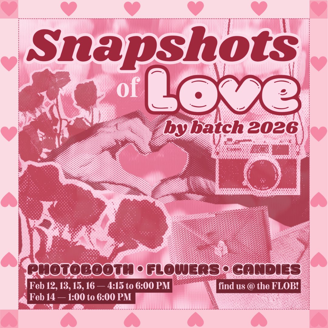 pisaysc's tweet photo. For our booths open this coming February 12-16, we have the Pastilloves (B2024), Snapshots of Love (B2026), Cupid's Canvas (B2029), and RE:fresh, all of which can be found in the Front Lobby! https://t.co/cK7ZzF5Pdf