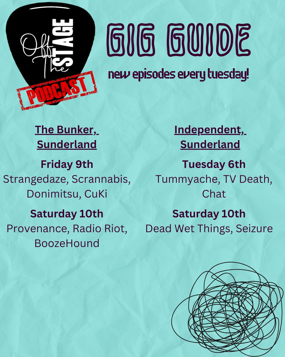 Off The Stage Gig Guide! - 1/3 Which event are you wanting to see? @thebunkercic @INDEPENDENT_SR1 #Gigguide #podcast #music #livemusic #talk #events #northeast #musician #band #gig #vibe #nightout #goodvibes #vibes #tour #Sunderland