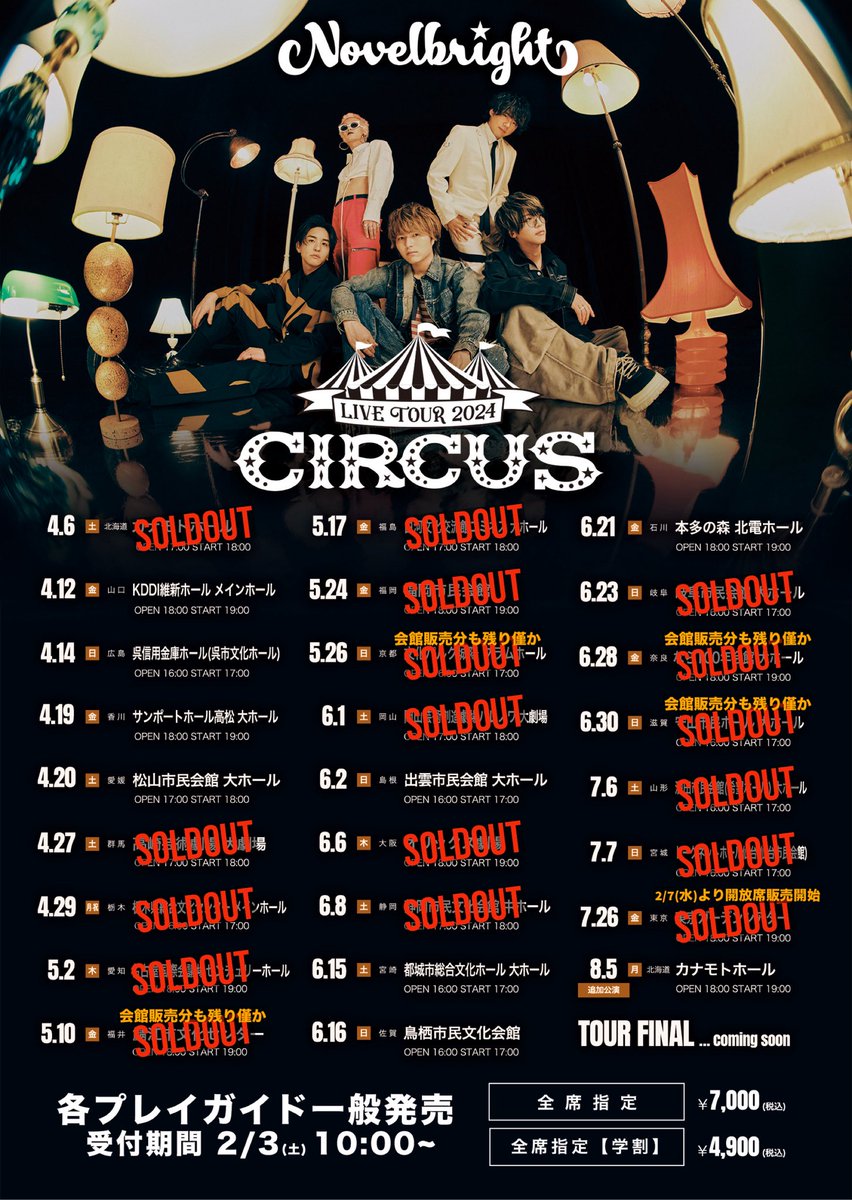🎊朗報🎊】 「Novelbright LIVE TOUR 2024 ～CIRCUS～」 昨年は頑張っ