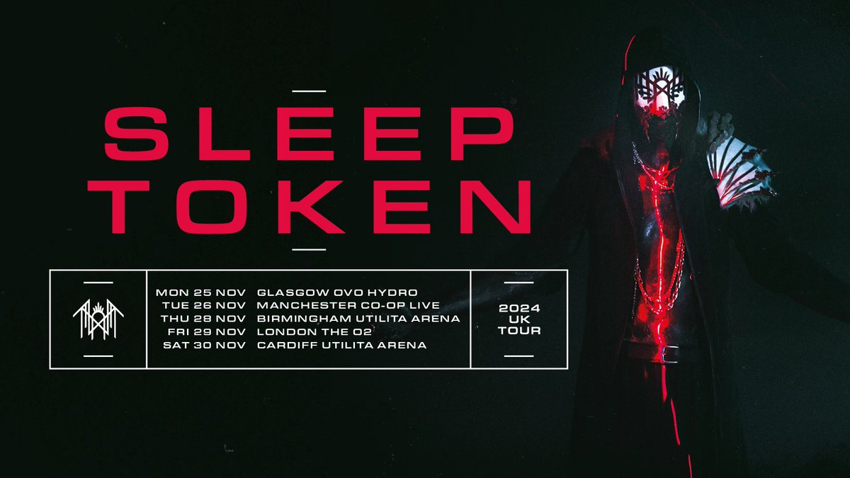 Sleep_Token's tweet photo. Come November, the United Kingdom shall gather in Worship. 

Those wishing to attend may register their interest at the link below, in preparation for the exclusive presale window - which begins Wednesday at 10am.

https://t.co/QnDJol5ImQ

Prepare. https://t.co/1Fct6nBkJi
