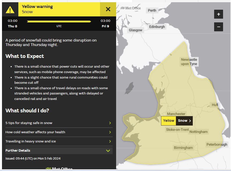 Early Met Office snow warning has now been issued!