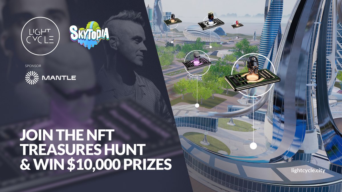 Skytopia (@skytopialabs) on Twitter photo Join the NFT Treasures Hunt & Win $10,000!๐
|How many NFT Treasures have you found in this image?|๐ง
โ
Follow <a href="/SkytopiaLabs/">Skytopia</a>, our friends <a href="/LightCycle_City/">LightCycle</a>, <a href="/0xMantle/">Mantle Network</a>, and <a href="/Bybit_Web3/">Bybit Web3</a> , Like & RT
Don't rush off! You need to hunt for NFT Treasures across 20 projects on ๐! Join the NFT Treasures Hunt & Win $10,000!๐
|How many NFT Treasures have you found in this image?|๐ง
โ
Follow <a href="/SkytopiaLabs/">Skytopia</a>, our friends <a href="/LightCycle_City/">LightCycle</a>, <a href="/0xMantle/">Mantle Network</a>, and <a href="/Bybit_Web3/">Bybit Web3</a> , Like & RT
Don't rush off! You need to hunt for NFT Treasures across 20 projects on ๐!