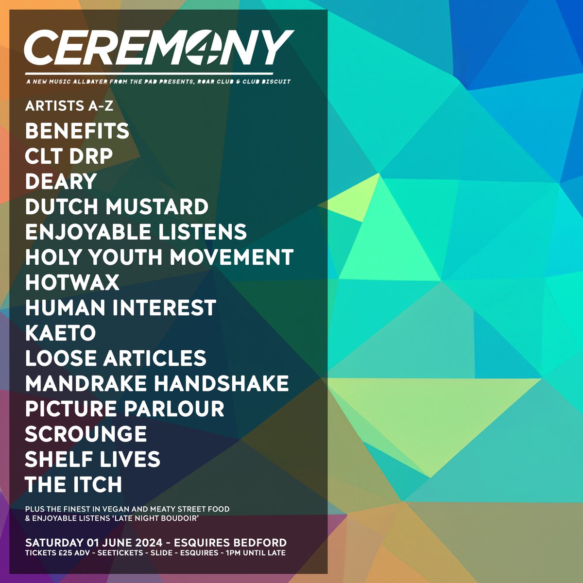 Excited to be joining the ‘Ceremony’ all-dayer at @bedfordesquires on Saturday 1st June - amazing line-up as well… tickets in our bio! d&b x