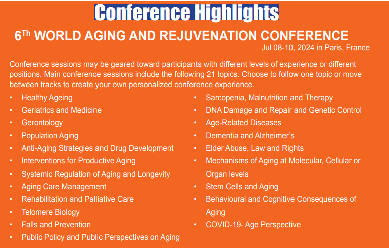 aging_2026's tweet photo. Step into the future of ageing at #aging2024! Join us at the #6th World Aging and Rejuvenation Conference for scientific sessions where we'll uncover groundbreaking discoveries and innovations in geriatrics. 
Don't miss out on this opportunity to shape the future of ageing! https://t.co/Kp47VBj6HO